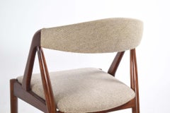 Mid Century Set of Four Teak and Fabric Dining Chairs by Kai Kristiansen