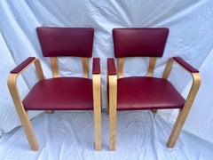 Mid Century Set of Four Thonet Cotton Felt Bent Ply Arm or Dining Chairs Labeled