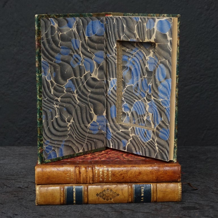 Midcentury Set of French Leather and Paper Faux or Secret Books For Sale 6