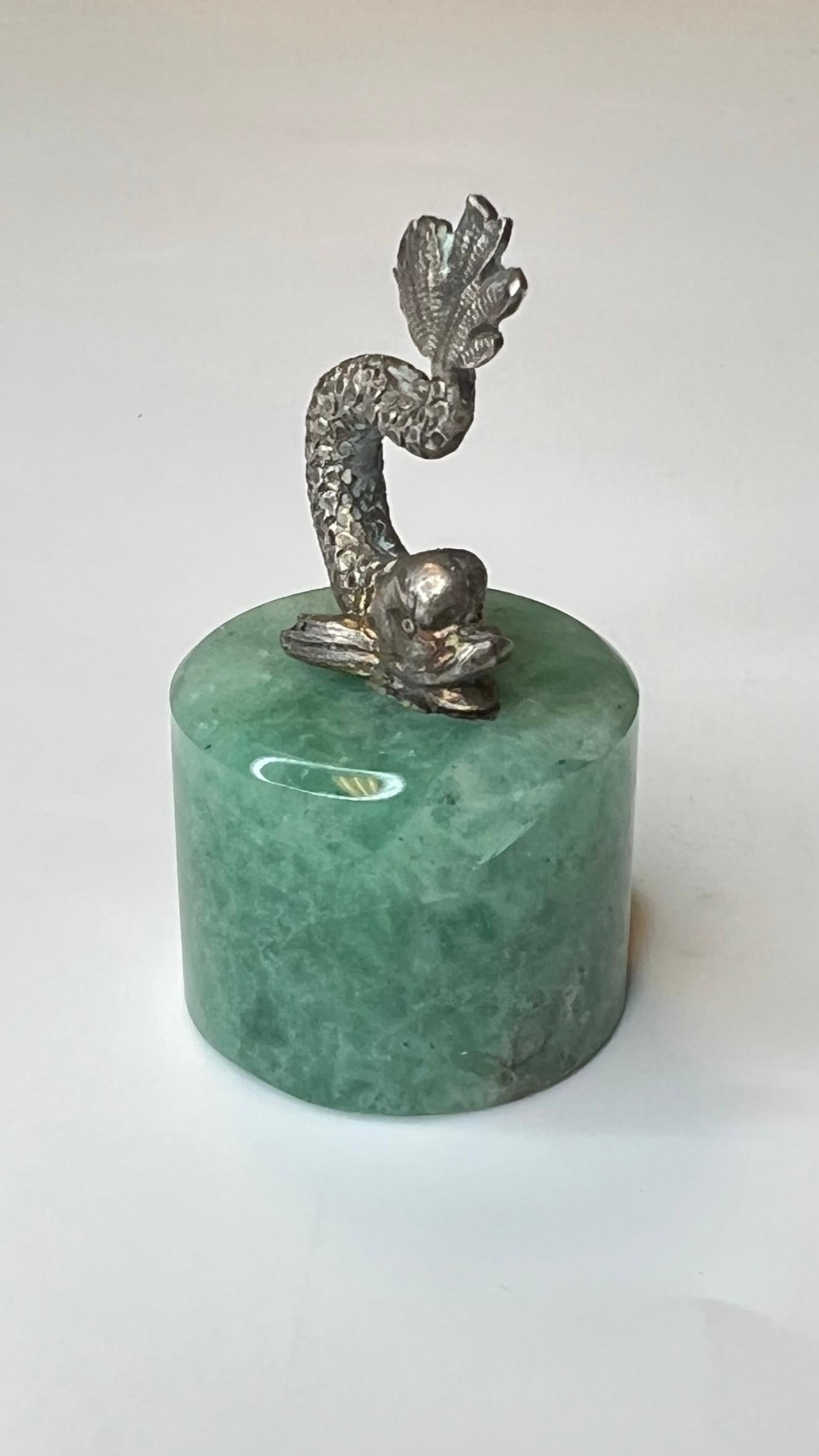 Mid-Century Set of Italian Dolphin Form Silver and Quartz Placeholders For Sale 8