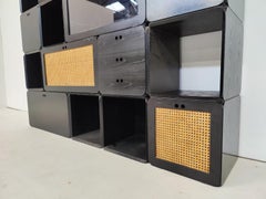 Midcentury Set of Modular Wooden Black Cubes by Derk Jan De Vries, Italy, 1960s