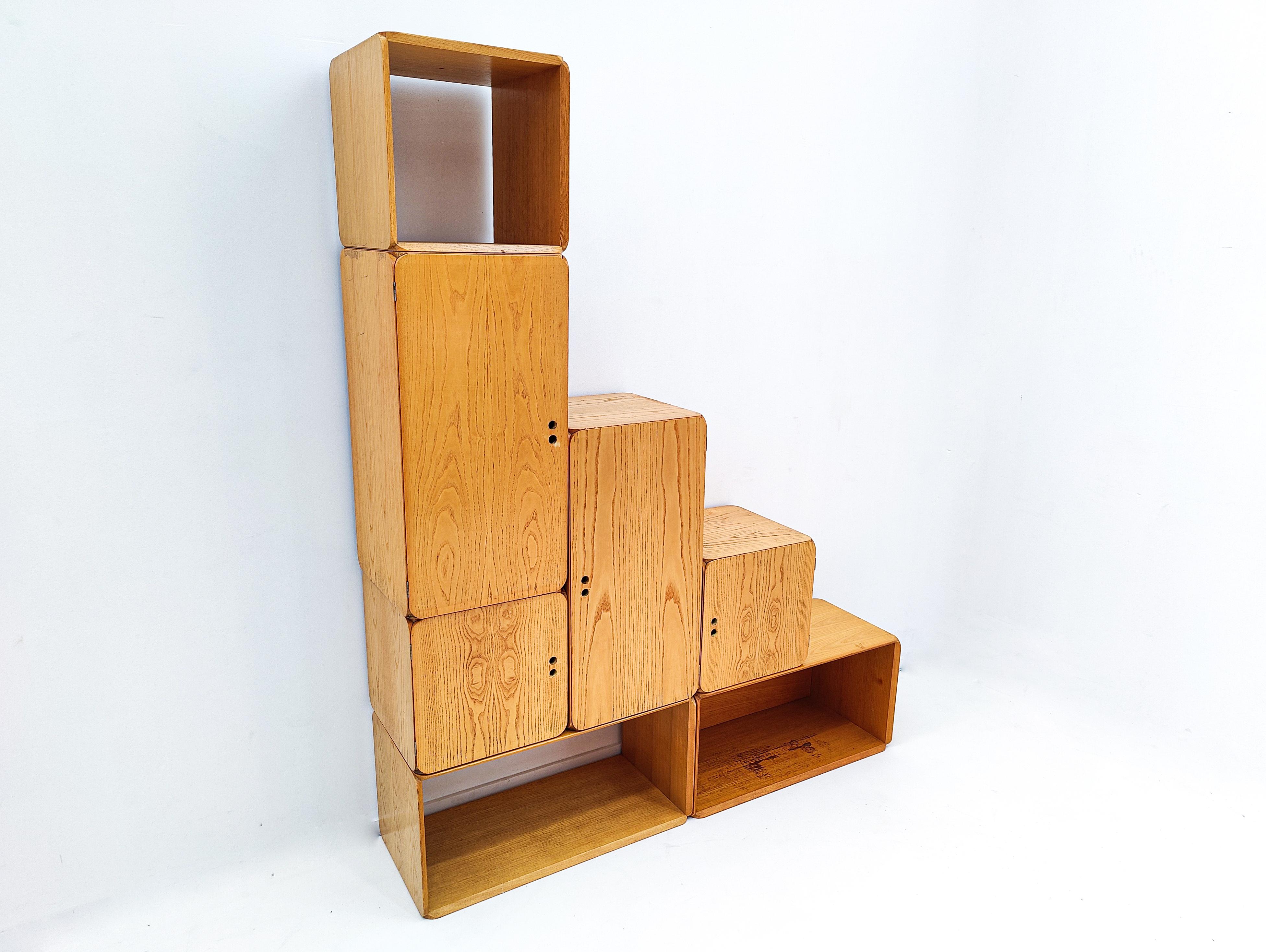 Mid-Century Set of Modular Wooden Cubes by Derk Jan de Vries, The Netherlands 1