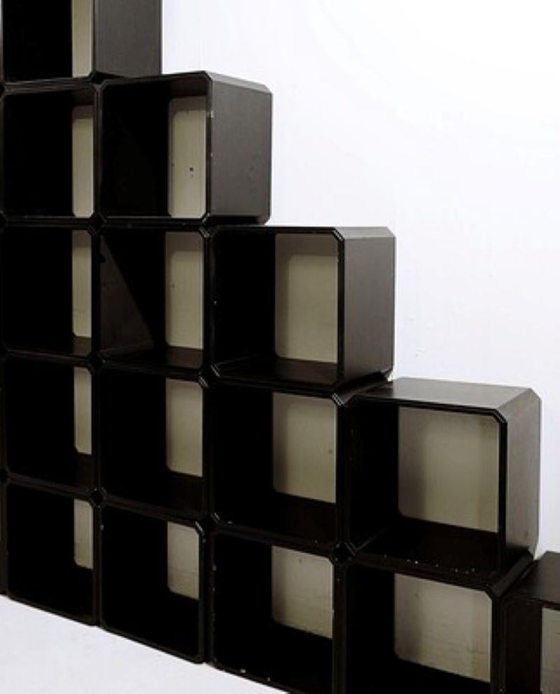 Italian Mid-Century Set of Modular Wooden Cubes For Sale