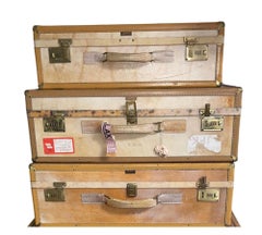 Mid-Century Set of Seven Hartmann Skymate Leather Suitcases. U.S.A.
