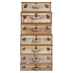 Mid-Century Set of Seven Hartmann Skymate Leather Suitcases. U.S.A.