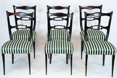 Mid-Century set of six dining chairs in the style of Paolo Buffa. Italy 1950s