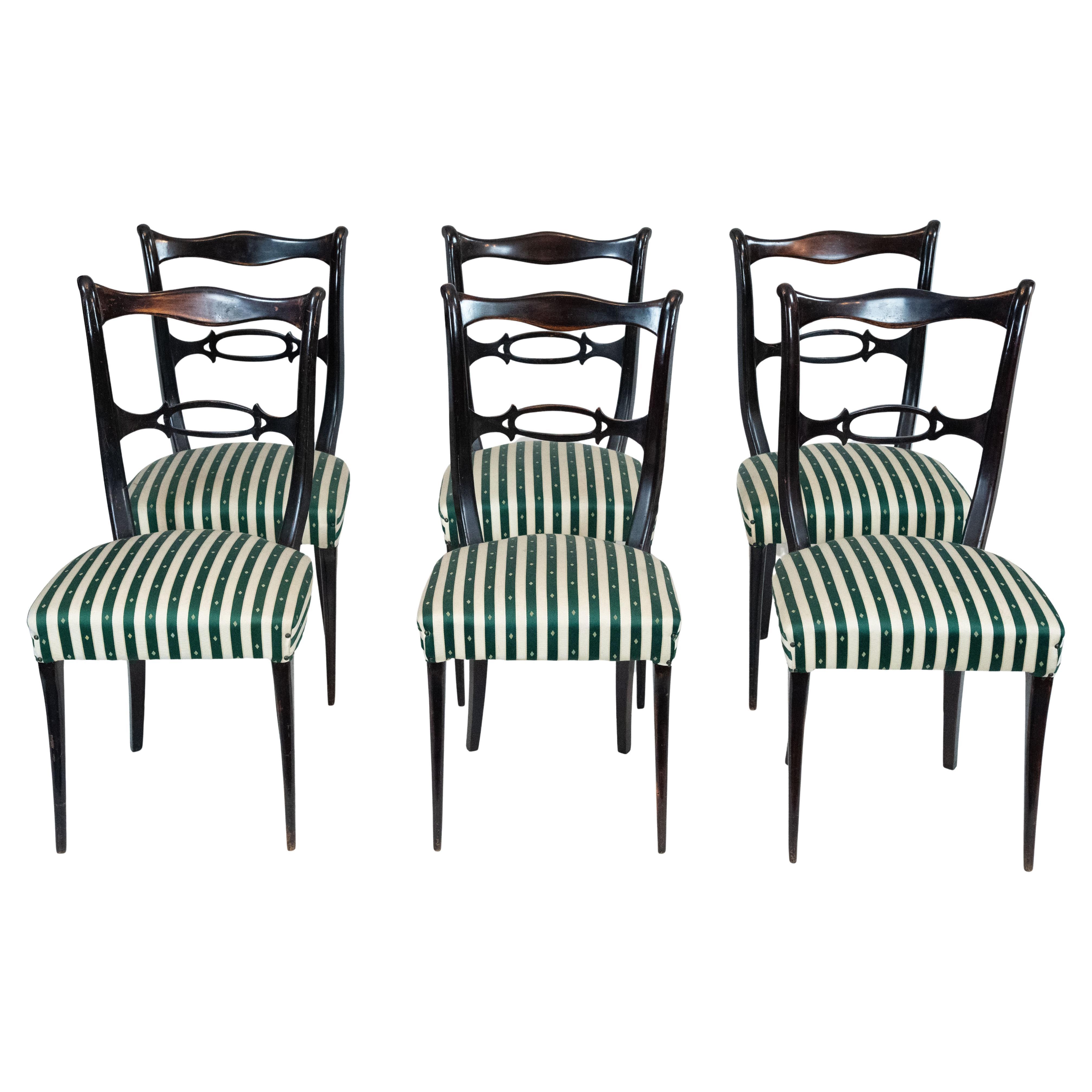 Mid-Century set of six dining chairs attributed to Paolo Buffa. Italy 1950s