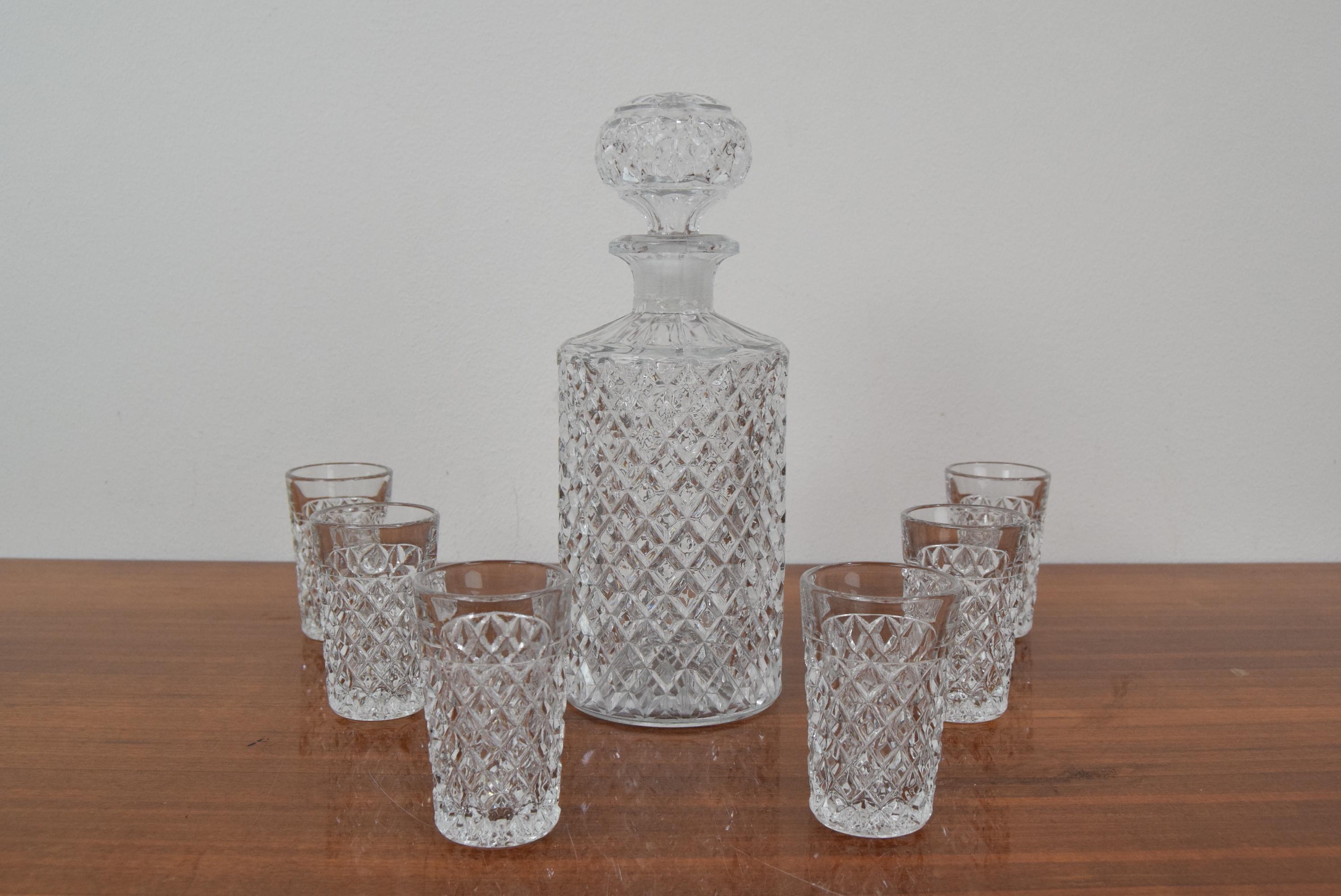 Made in Czechoslovakia
Made of Crystal Glass
Glass Height – 8cm
 Depth - 5cm
Good original Condition
Re-Polished.