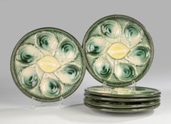 Mid-Century Set of Six Oyster Plates - St Clement - French Ceramic
