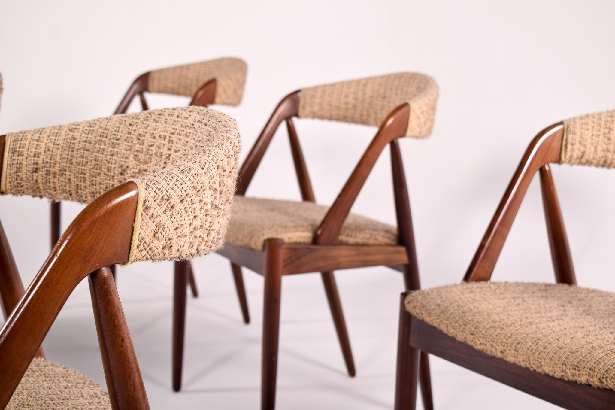 Mid-20th Century Mid Century Set of Six Rosewood and Fabric Dining Chairs by Kai Kristiansen