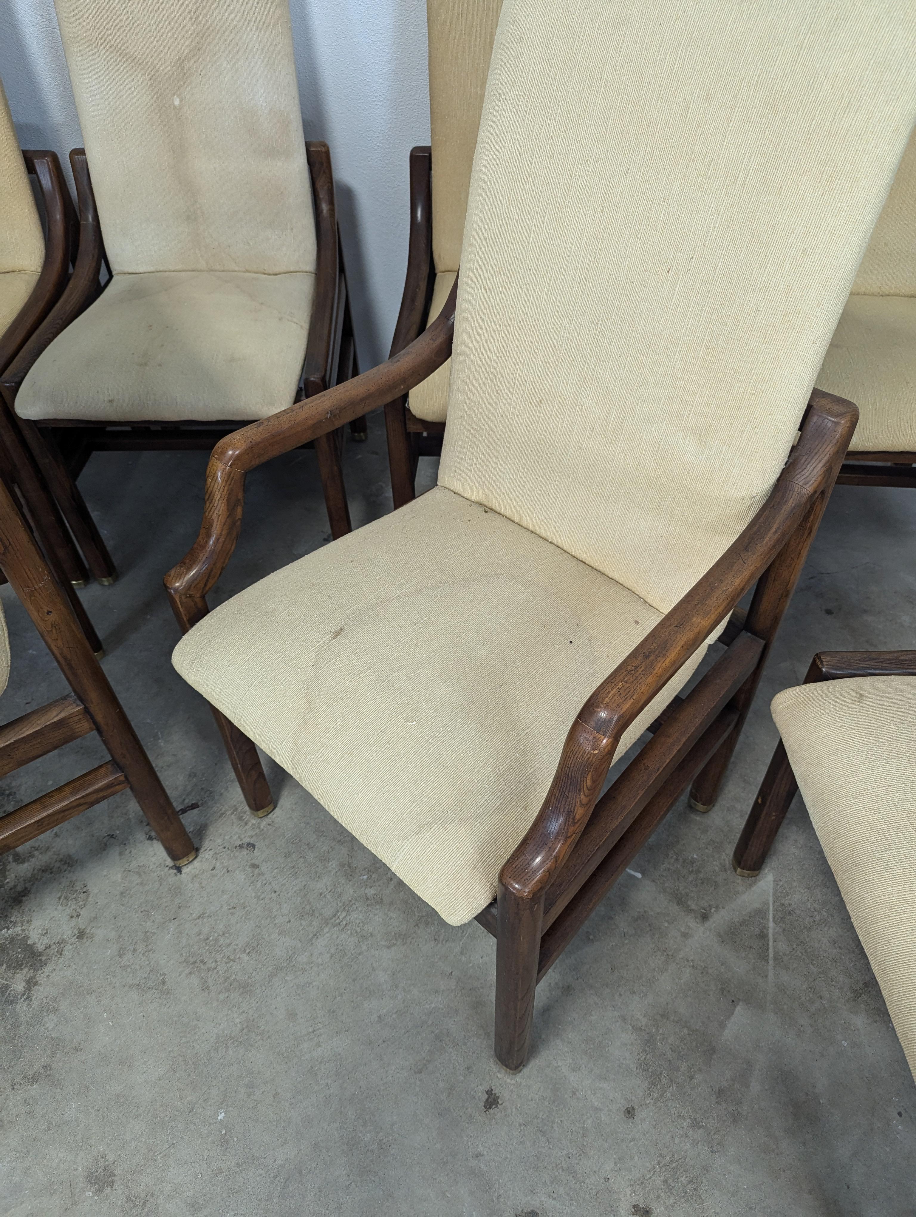 Mid Century Set of Ten Henredon Sculptural Dining Chairs in Oak 9