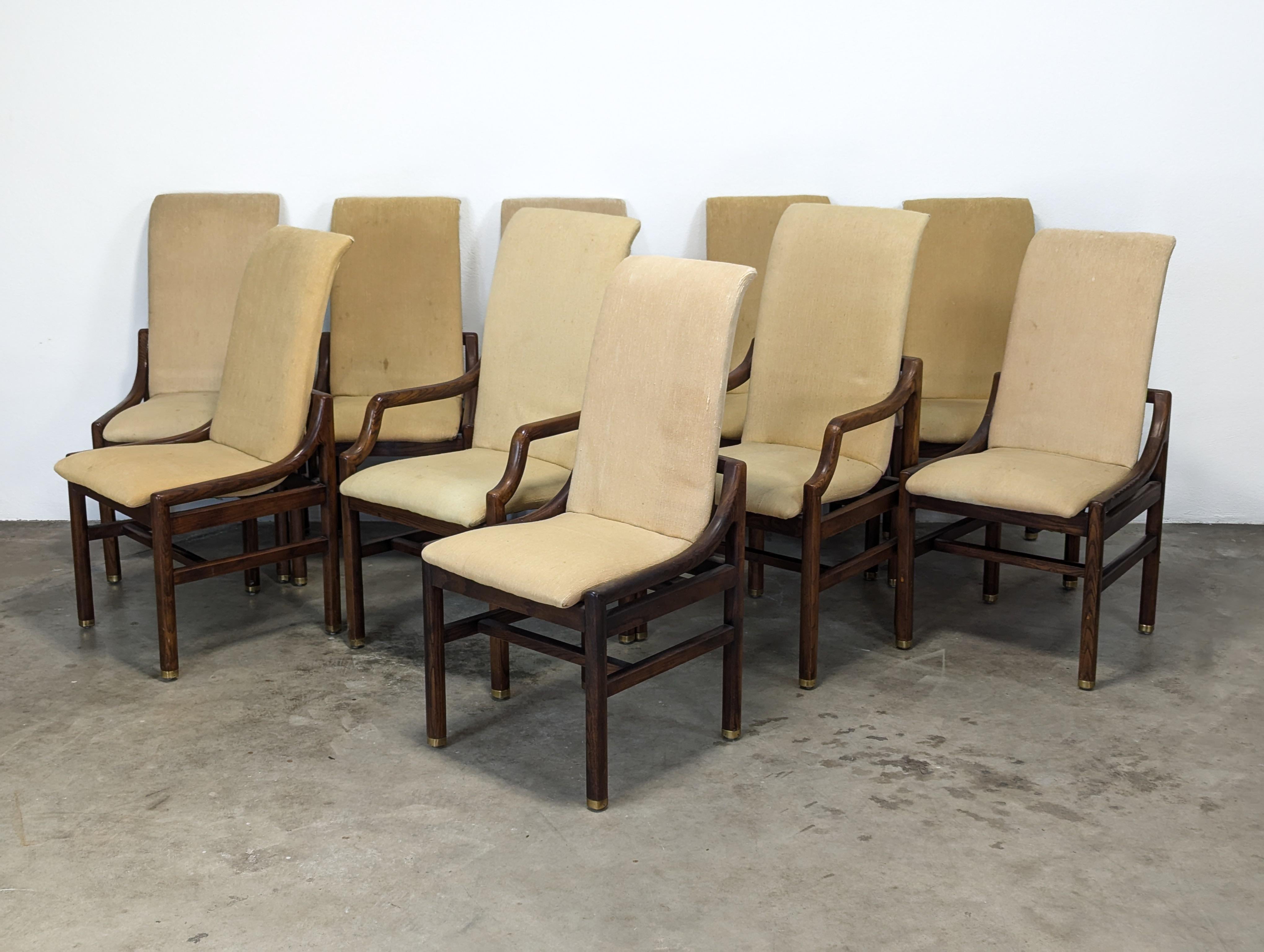 Mid-Century Modern Mid Century Set of Ten Henredon Sculptural Dining Chairs in Oak