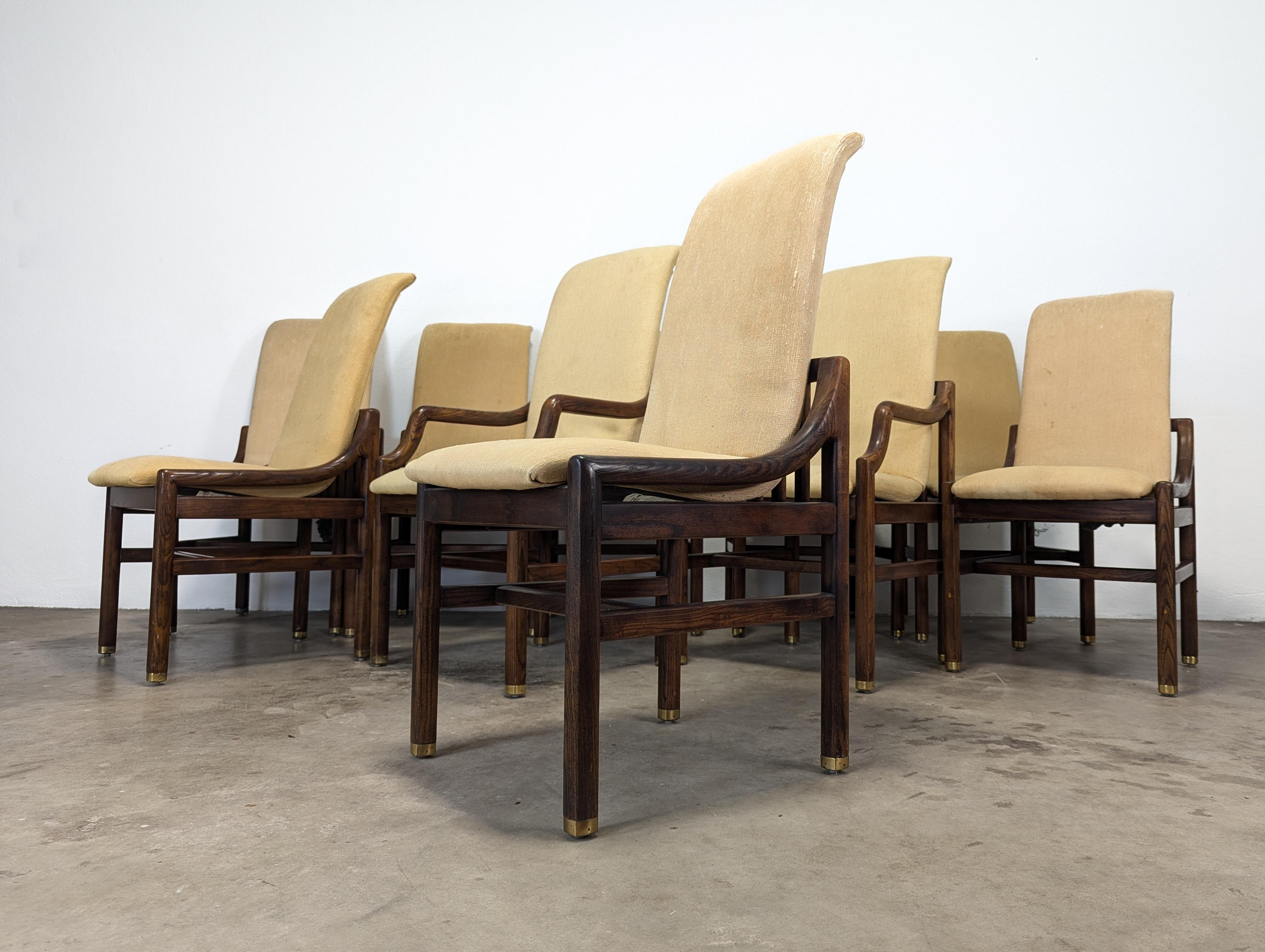Late 20th Century Mid Century Set of Ten Henredon Sculptural Dining Chairs in Oak