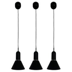 MId-Century Set of Three Black Chandeliers by Estiluz, Barcelona, 1970s