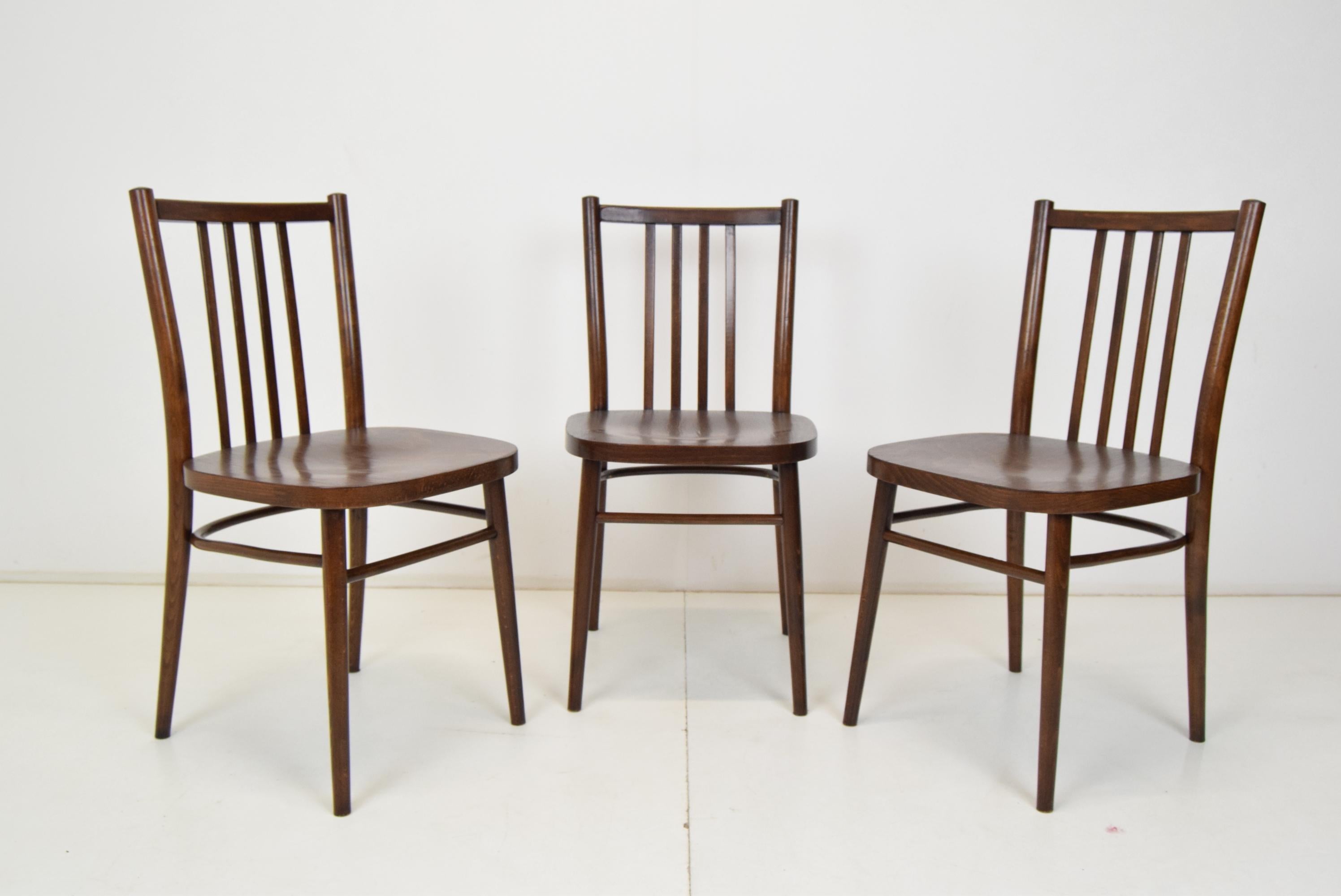 Mid-Century Set of Three Chairs, TON, 1960's For Sale 6