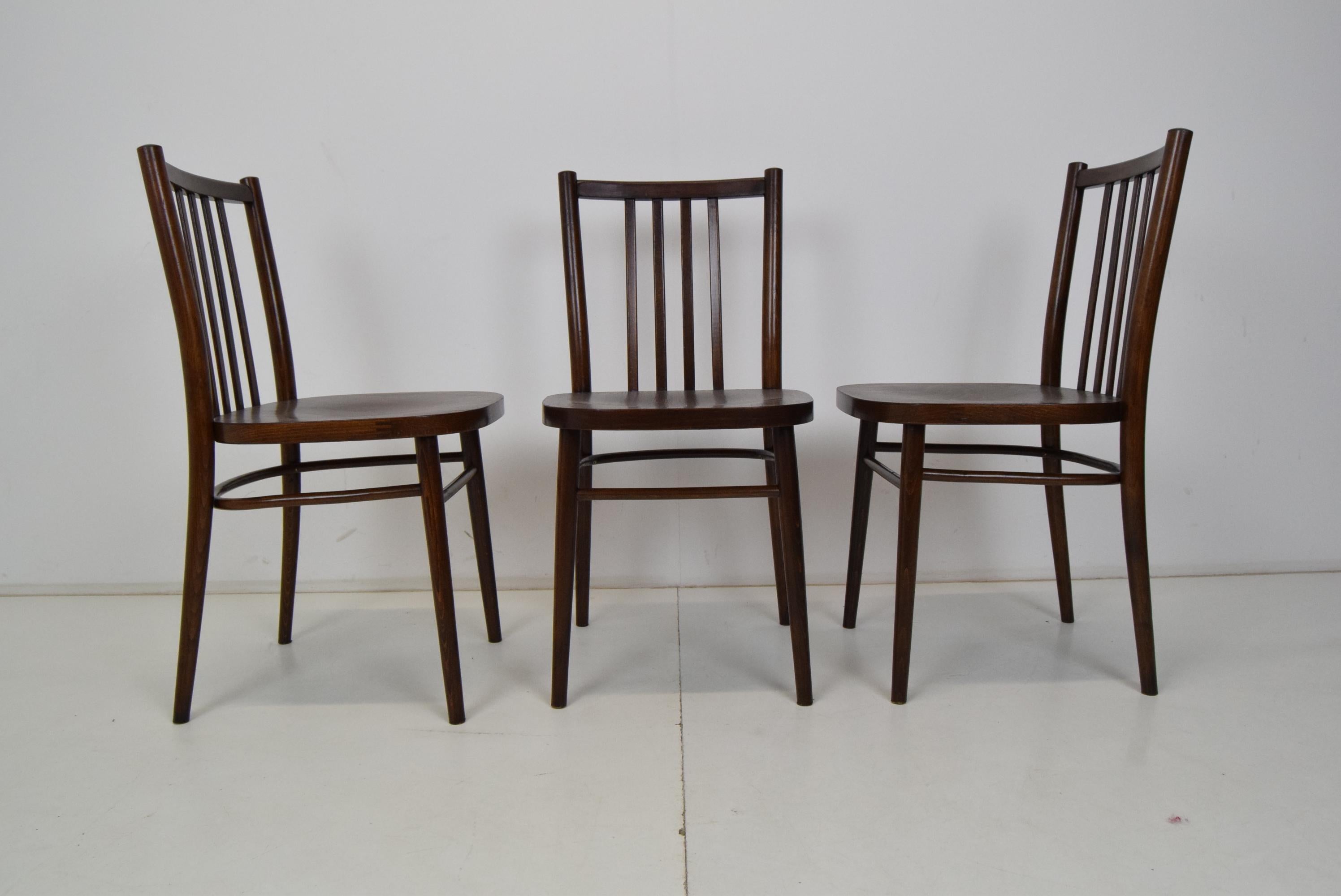 Mid-Century Set of Three Chairs, TON, 1960's For Sale 1