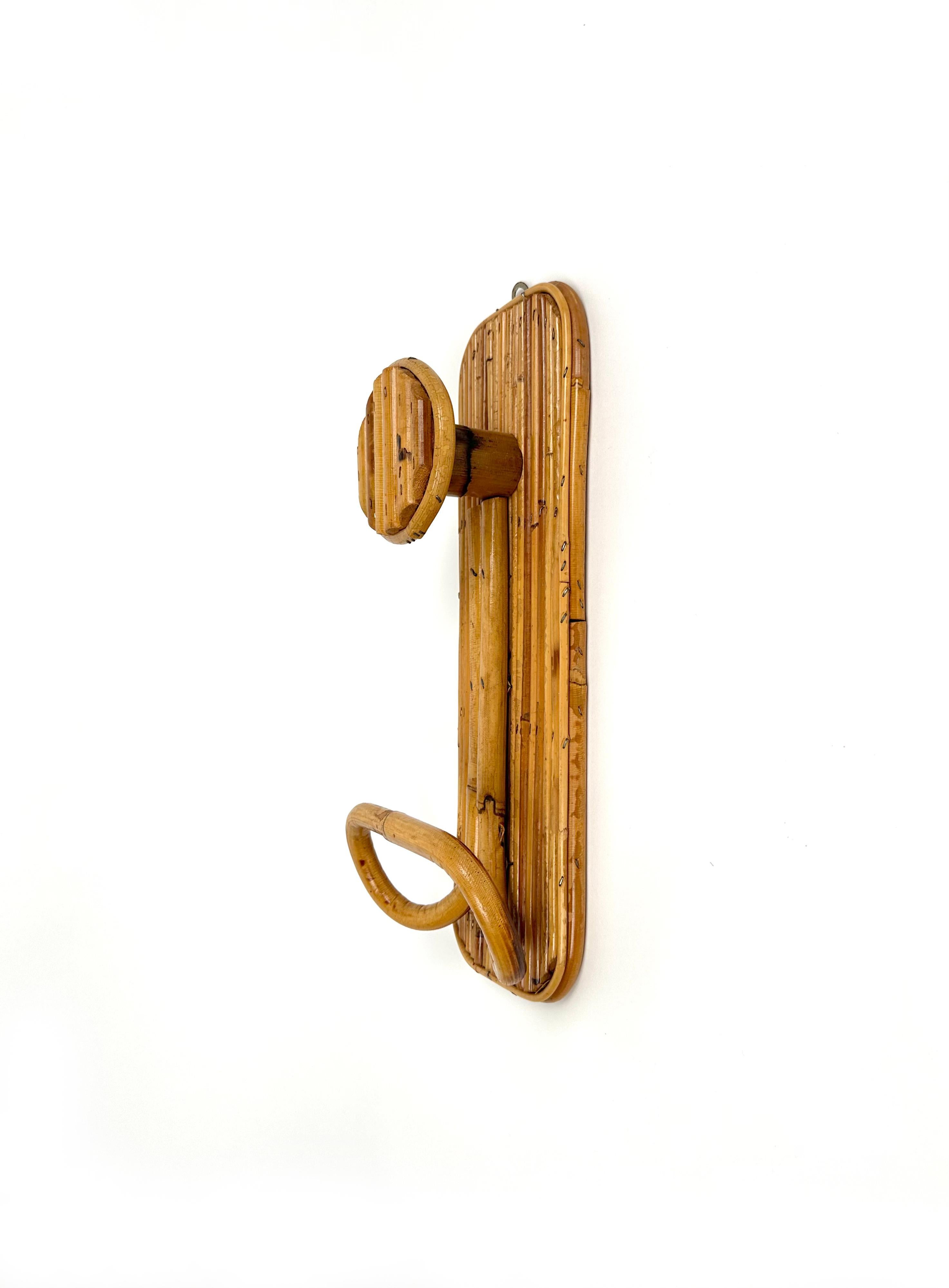 Mid-Century Set of Three Coat Rack Stand in Bamboo and Rattan, Italy, 1970s For Sale 6