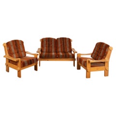Mid Century Set of Two Seat Sofa and Two Arm Chairs, Denmark circa 1970-90