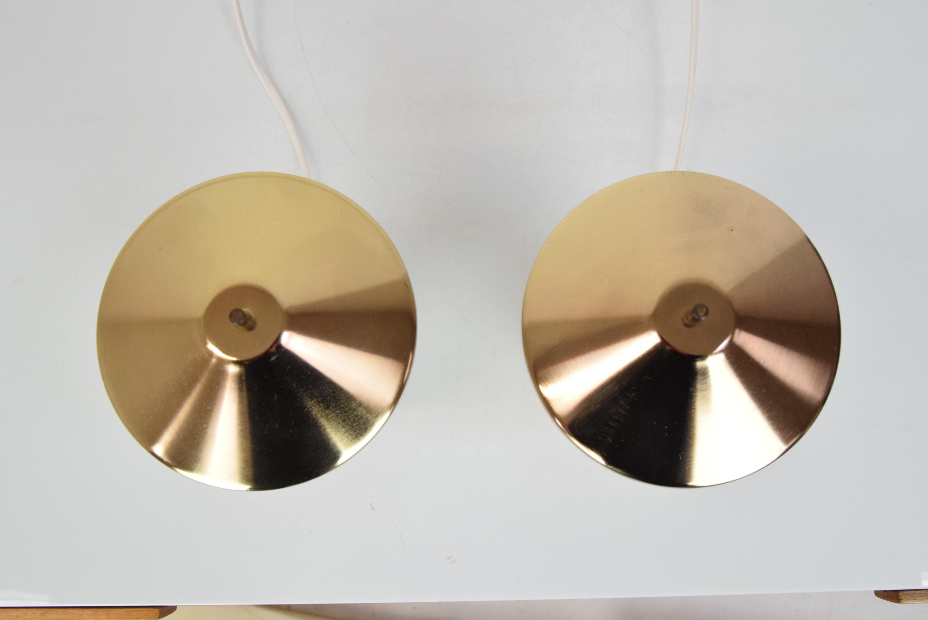 Brass Mid-Century Set of Two Table Lamps, by Kamenicky Senov, 1970's For Sale