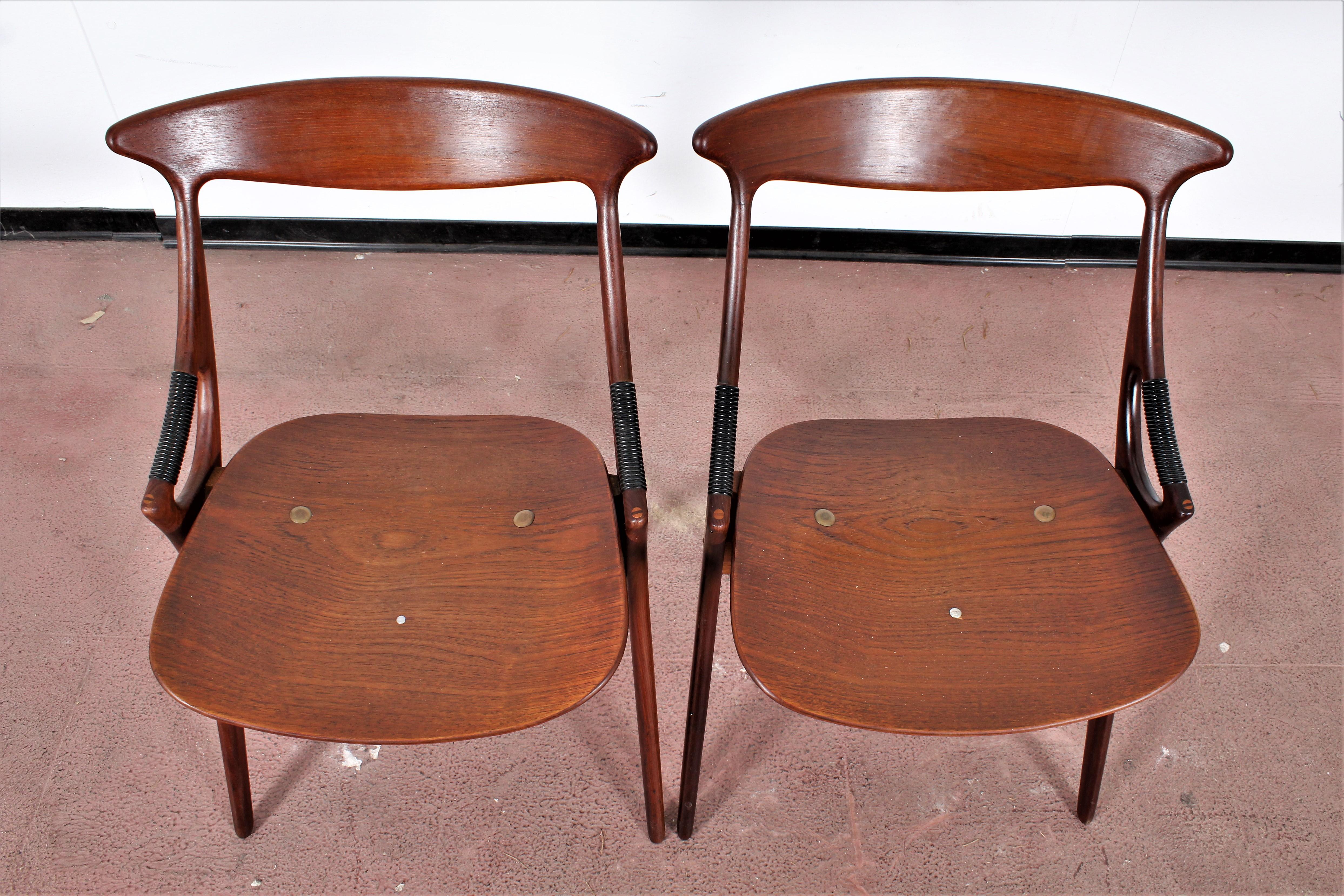 Midcentury, Set of Two Teak Danish Chair by Hovmand-Olsen for M.K., Denmark 50's 3