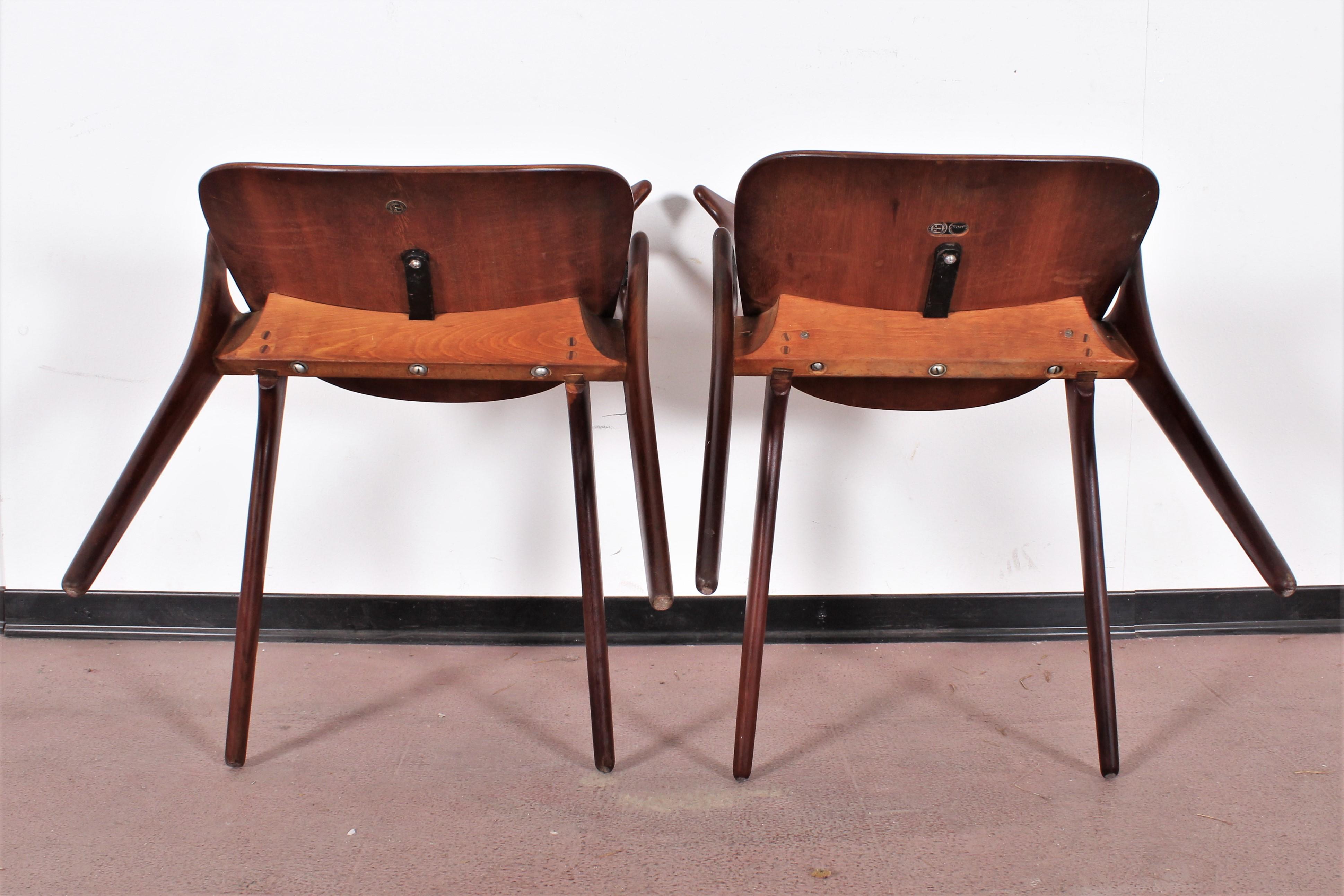 Midcentury, Set of Two Teak Danish Chair by Hovmand-Olsen for M.K., Denmark 50's 6