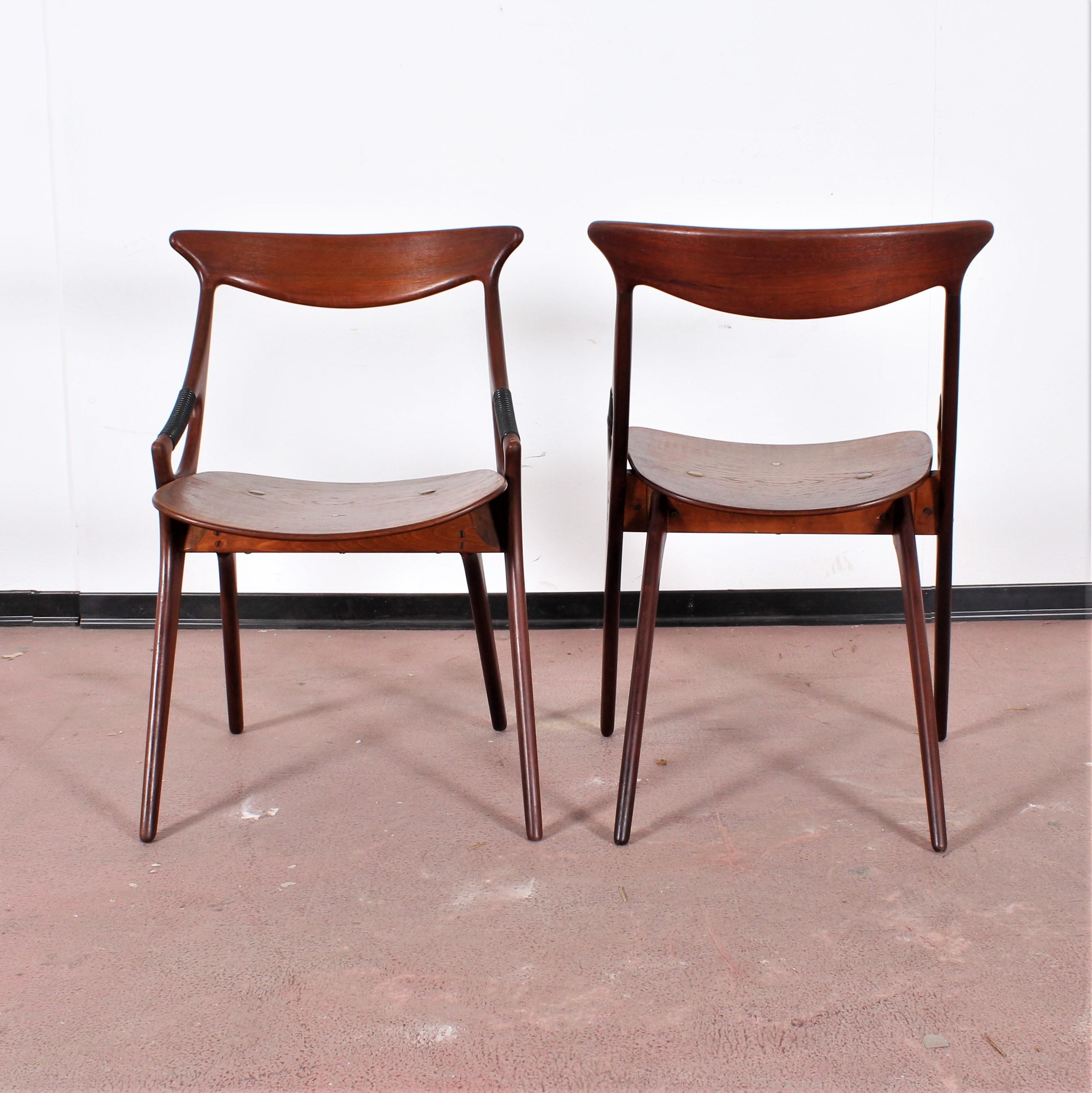 Italian Midcentury, Set of Two Teak Danish Chair by Hovmand-Olsen for M.K., Denmark 50's