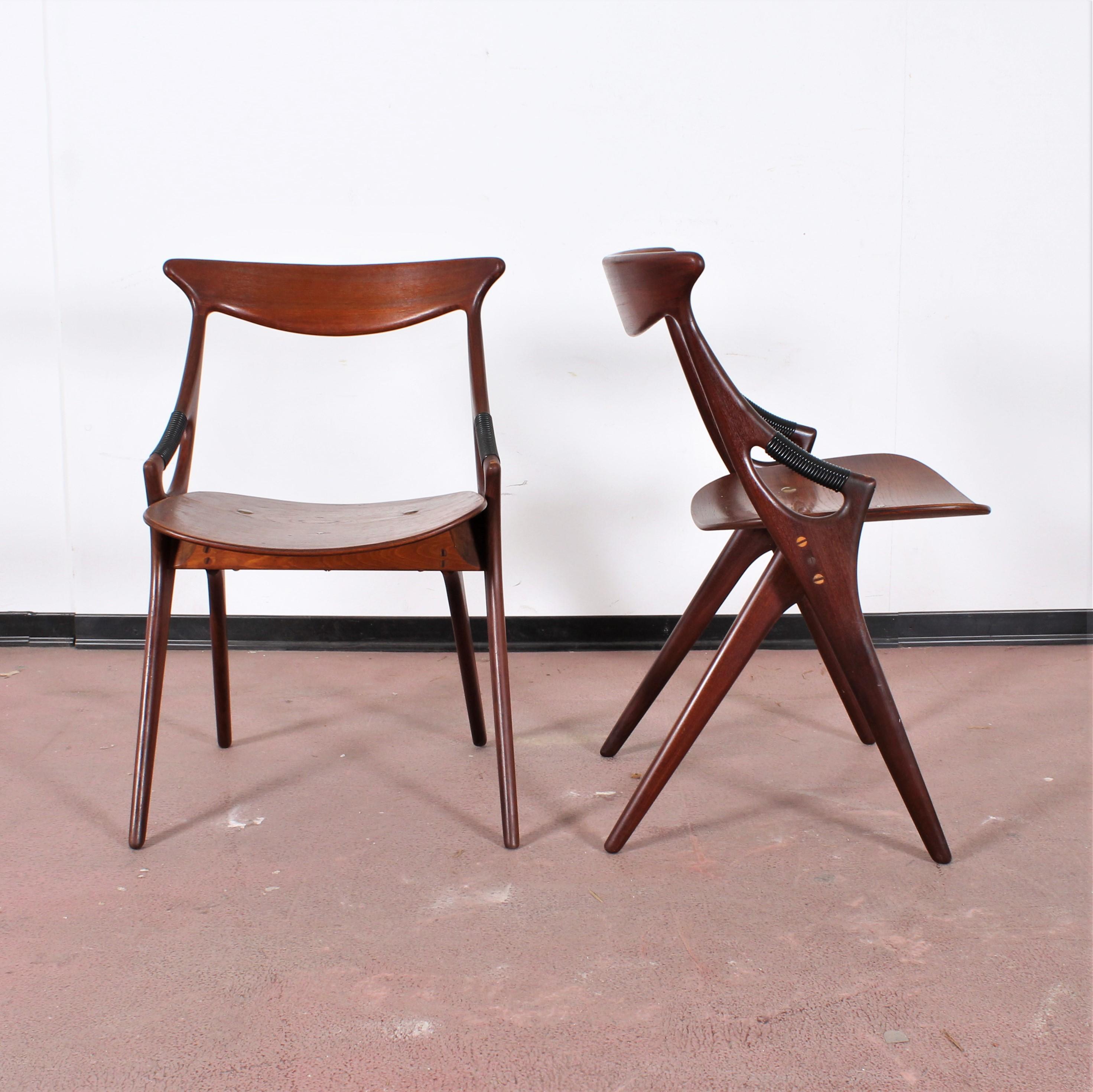 Mid-20th Century Midcentury, Set of Two Teak Danish Chair by Hovmand-Olsen for M.K., Denmark 50's