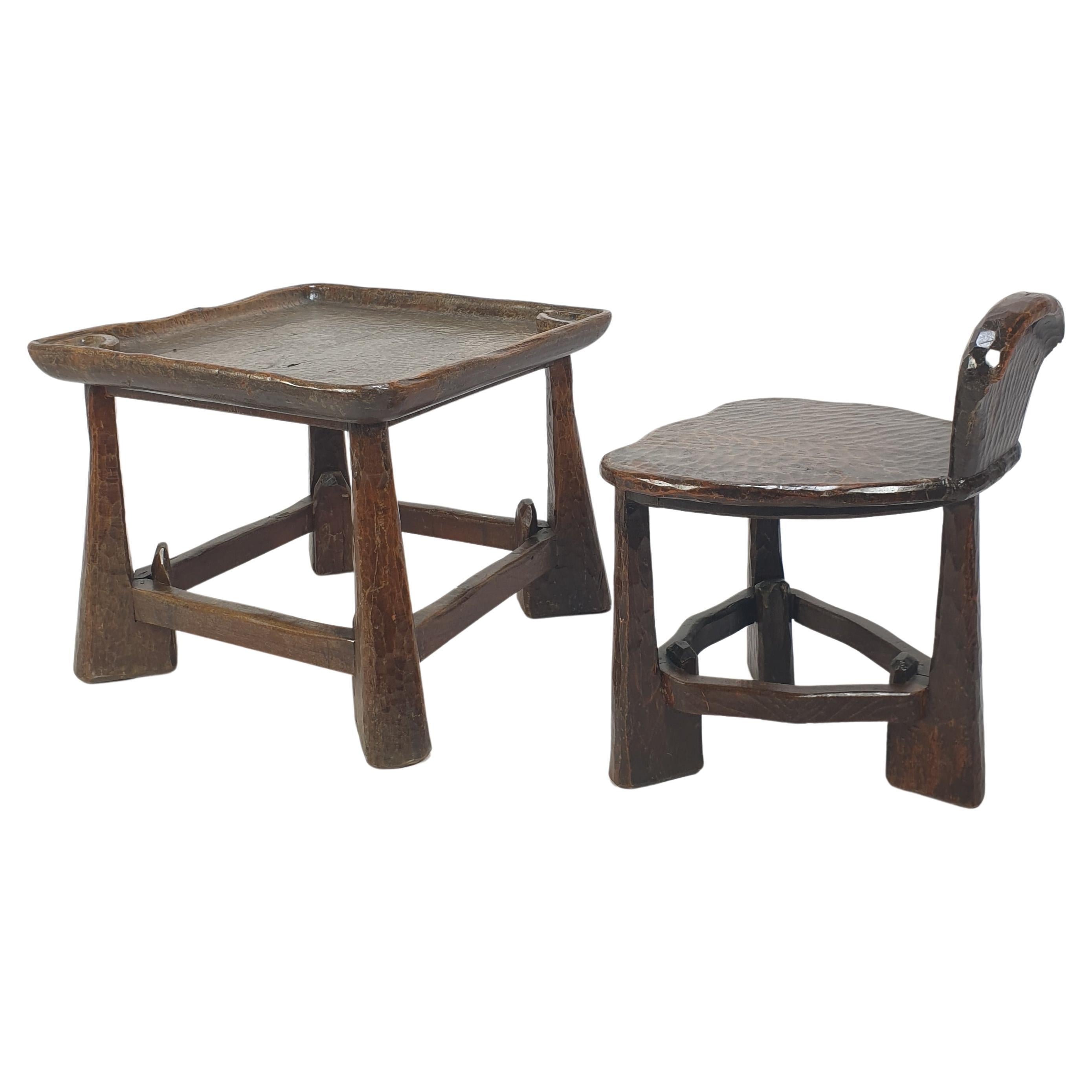 Set aus Holzstühlen und Tisch, Mid-Century, 1950er Jahre