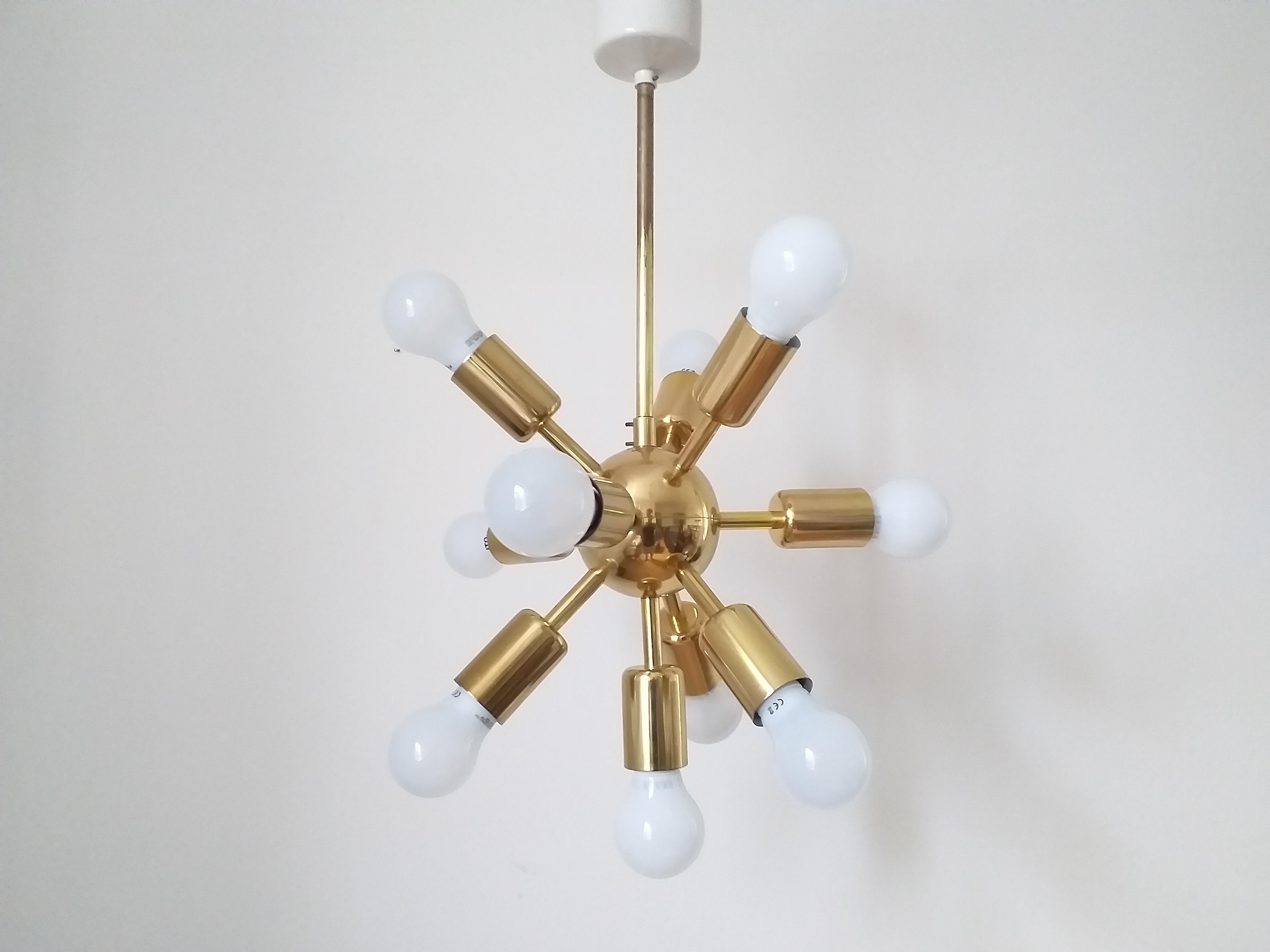 Czech Midcentury Set Sputnik, Wall Lamp and Chandelier, Drupol, 1960s For Sale