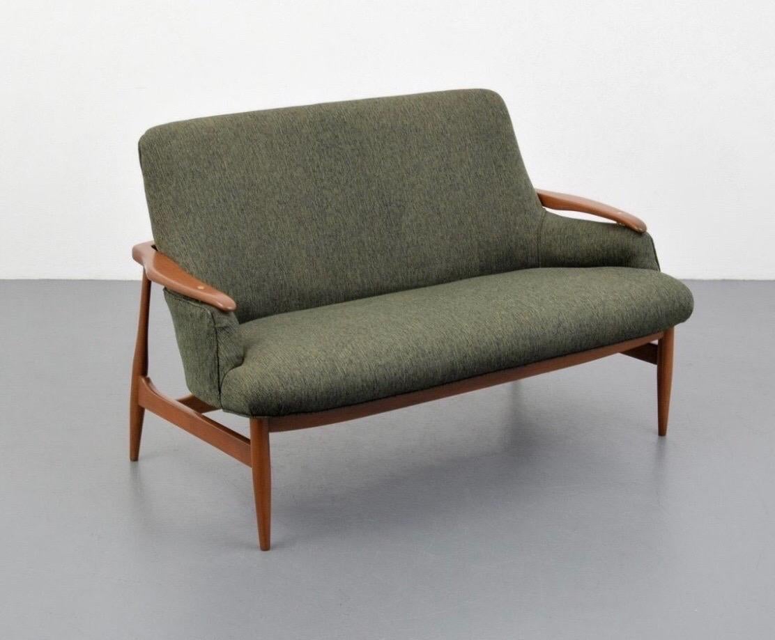 Upholstery Midcentury Settee, possibly Finn Juhl /Niels Vodder For Sale