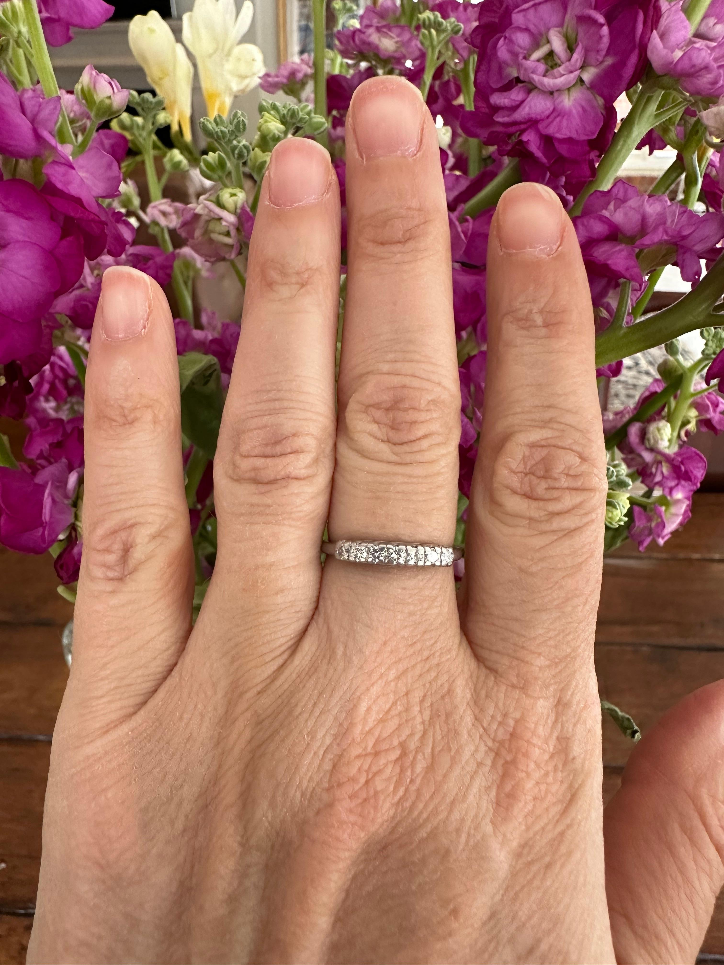 Mid-Century Seven Stone Diamond and Platinum Band  For Sale 2
