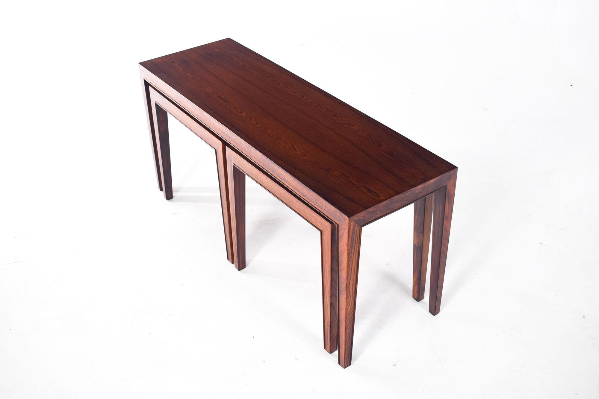Mid-Century Modern Mid-Century Severin Hansen Nesting Tables for Haslev in Rosewood, 1960's