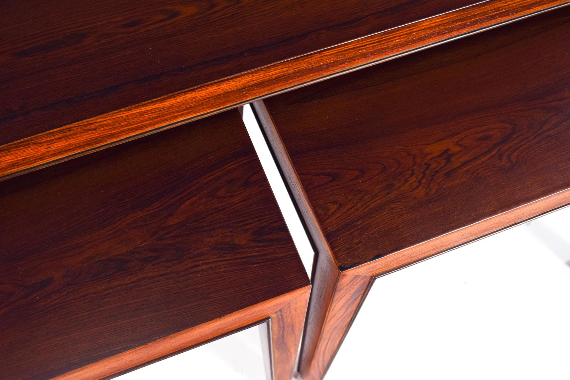 Mid-20th Century Mid-Century Severin Hansen Nesting Tables for Haslev in Rosewood, 1960's