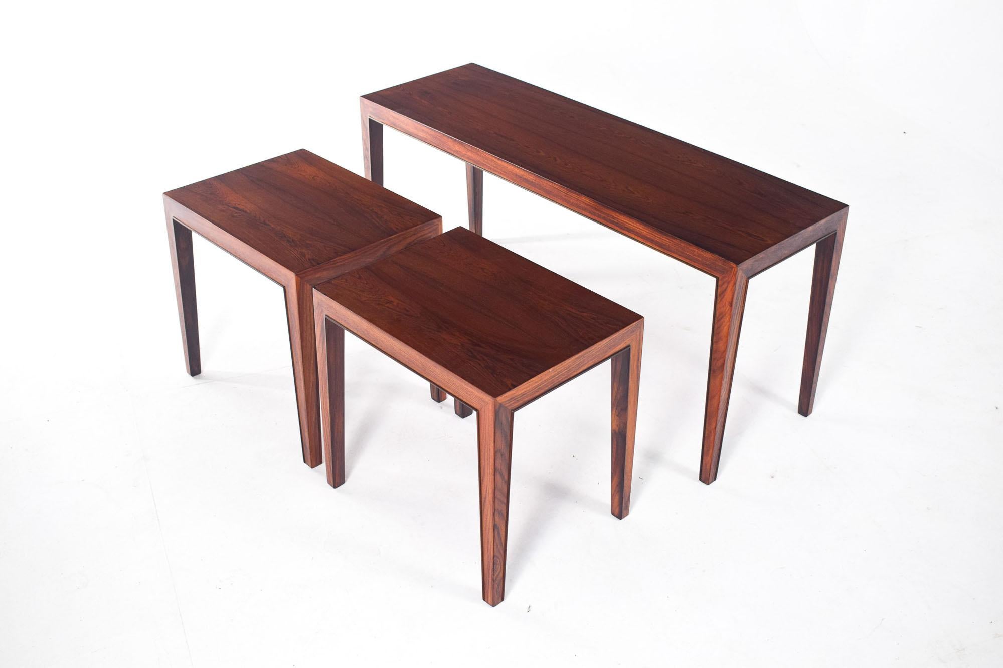 Mid-Century Severin Hansen Nesting Tables for Haslev in Rosewood, 1960's 1