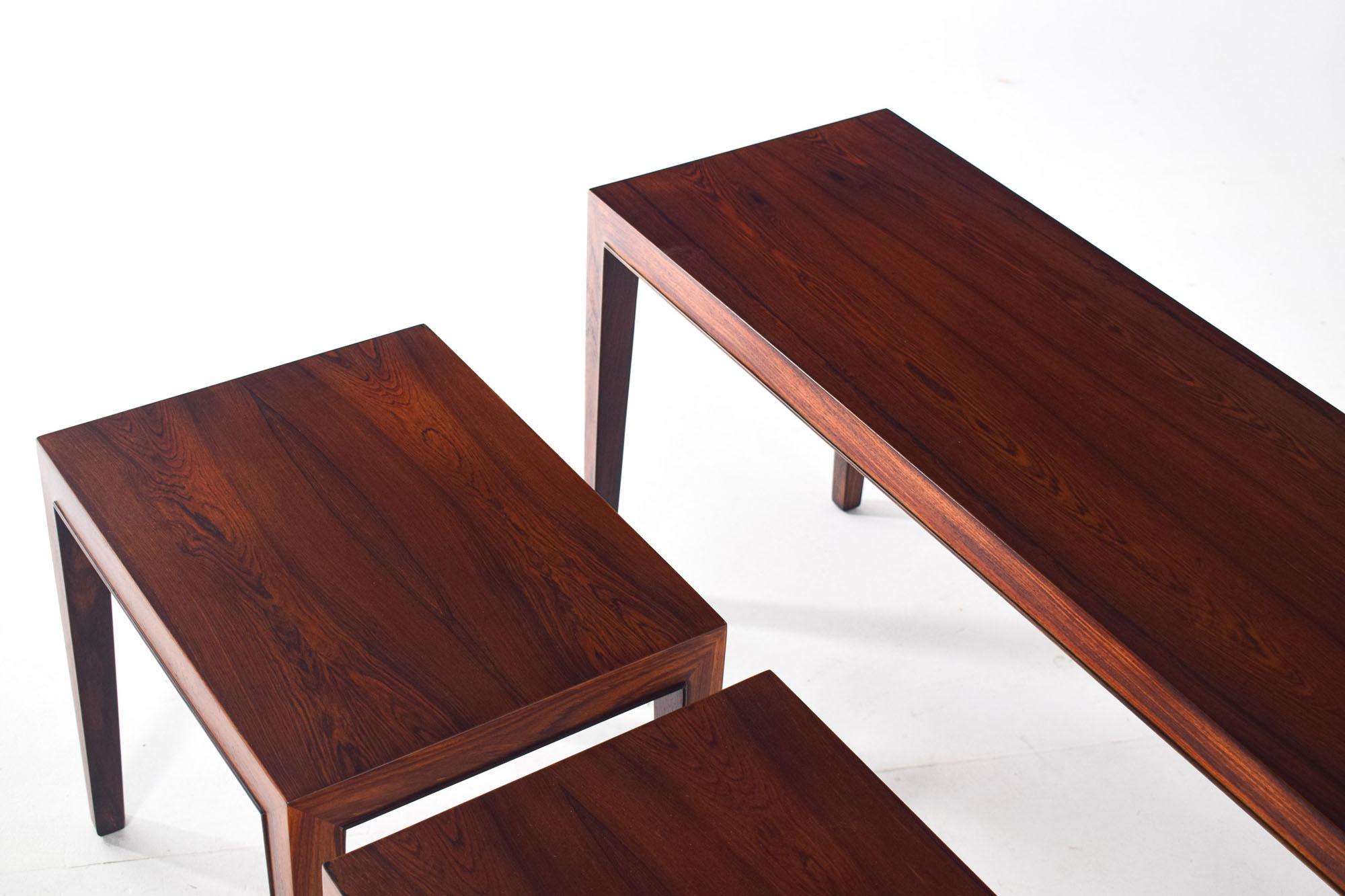 Mid-Century Severin Hansen Nesting Tables for Haslev in Rosewood, 1960's 2