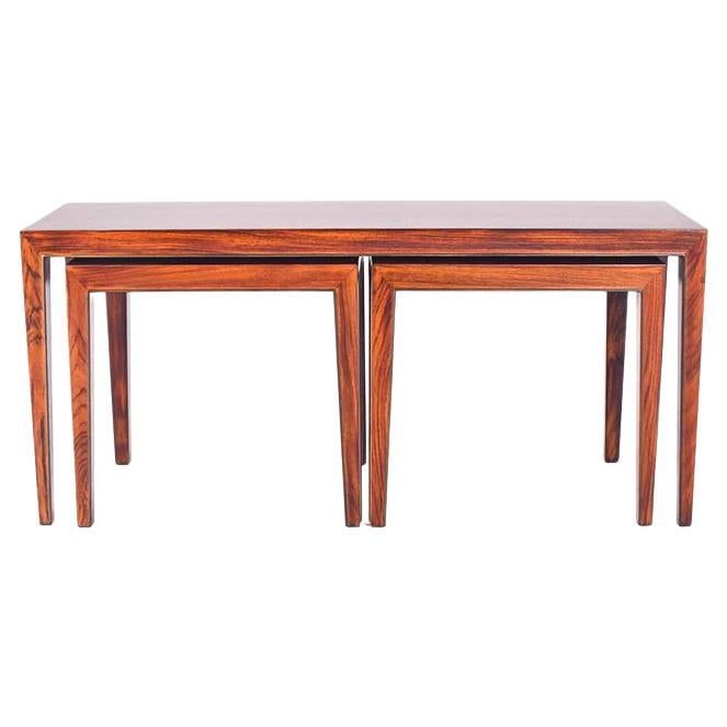 Mid-Century Severin Hansen Nesting Tables for Haslev in Rosewood, 1960's