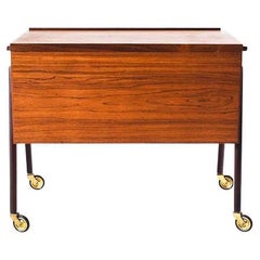 Mid Century Sewing Table in Rosewood with sliding top plate