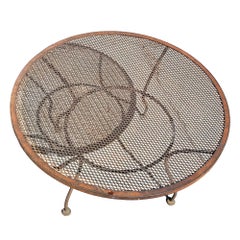 Mid-century Shabby Chic Wrought Iron Outdoor/ Patio Mesh Coffee Table by Woodard