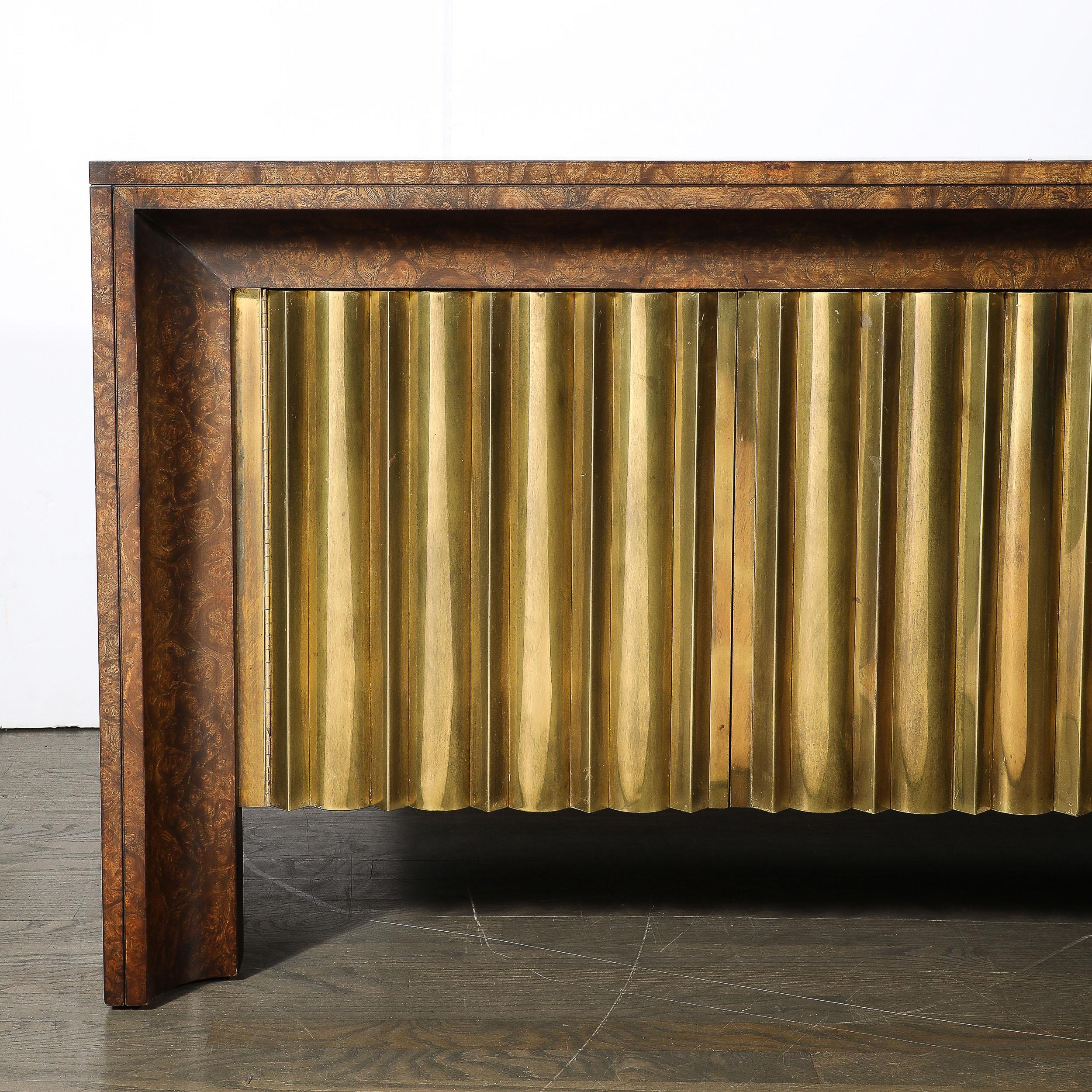 Mid-Century Shadowbox Book-Matched  Carpathian Elm Sideboard by Mastercraft In Excellent Condition For Sale In New York, NY