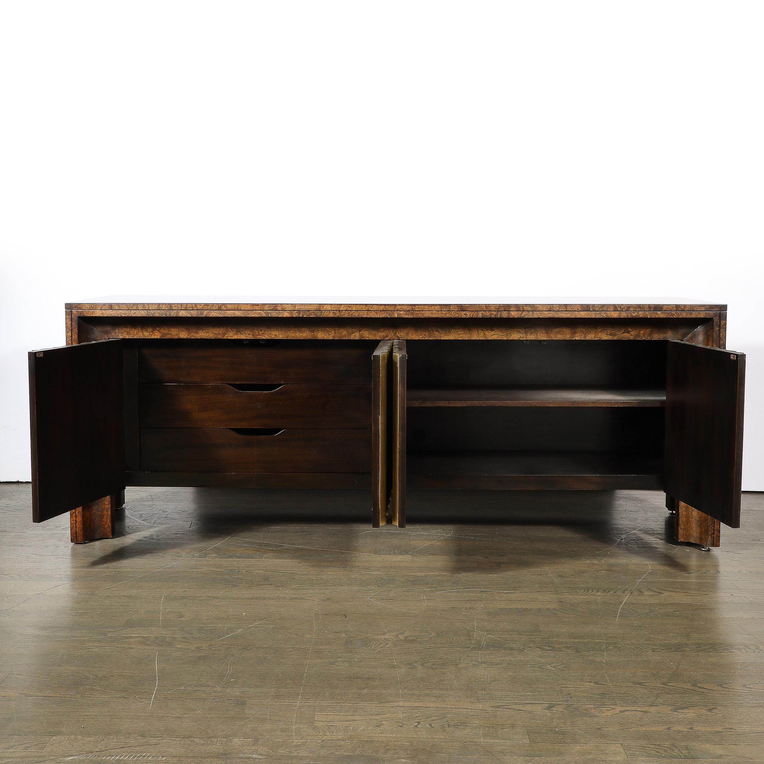 Late 20th Century Mid-Century Shadowbox Book-Matched  Carpathian Elm Sideboard by Mastercraft
