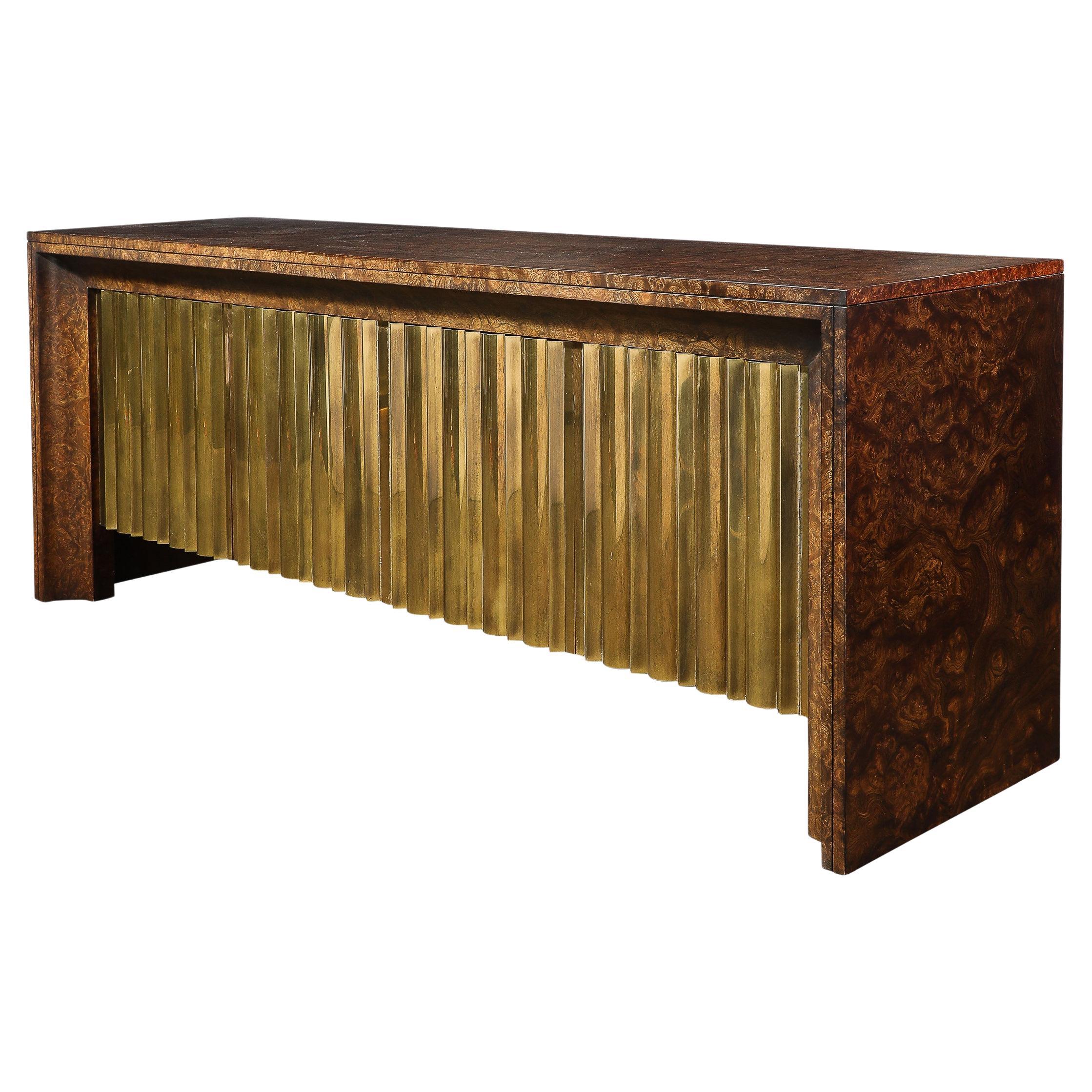 Mid-Century Shadowbox Book-Matched  Carpathian Elm Sideboard by Mastercraft For Sale
