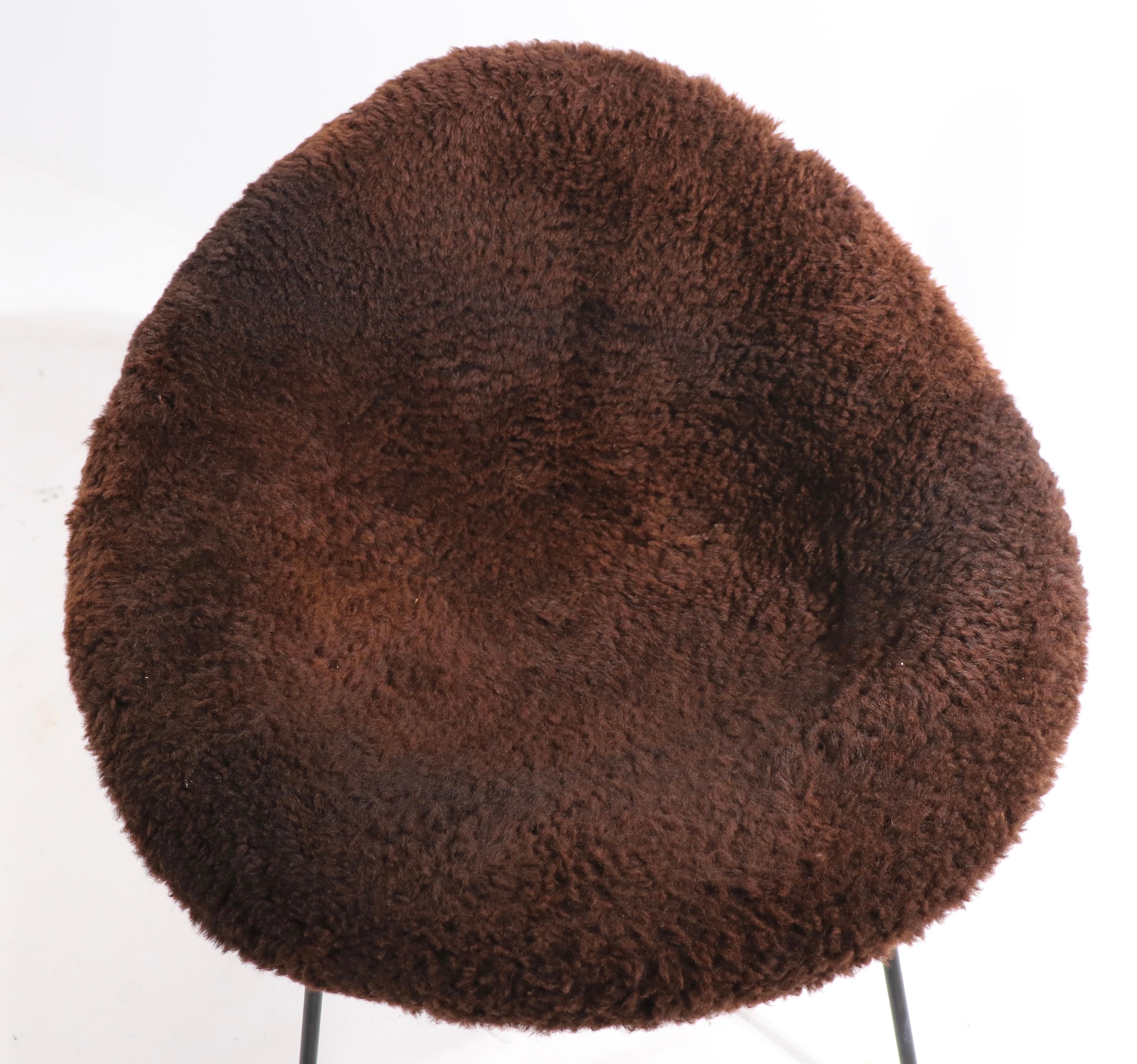 Mid Century Shag Bucket Chair by Asgeir Einarsson for Sindri In Good Condition In New York, NY