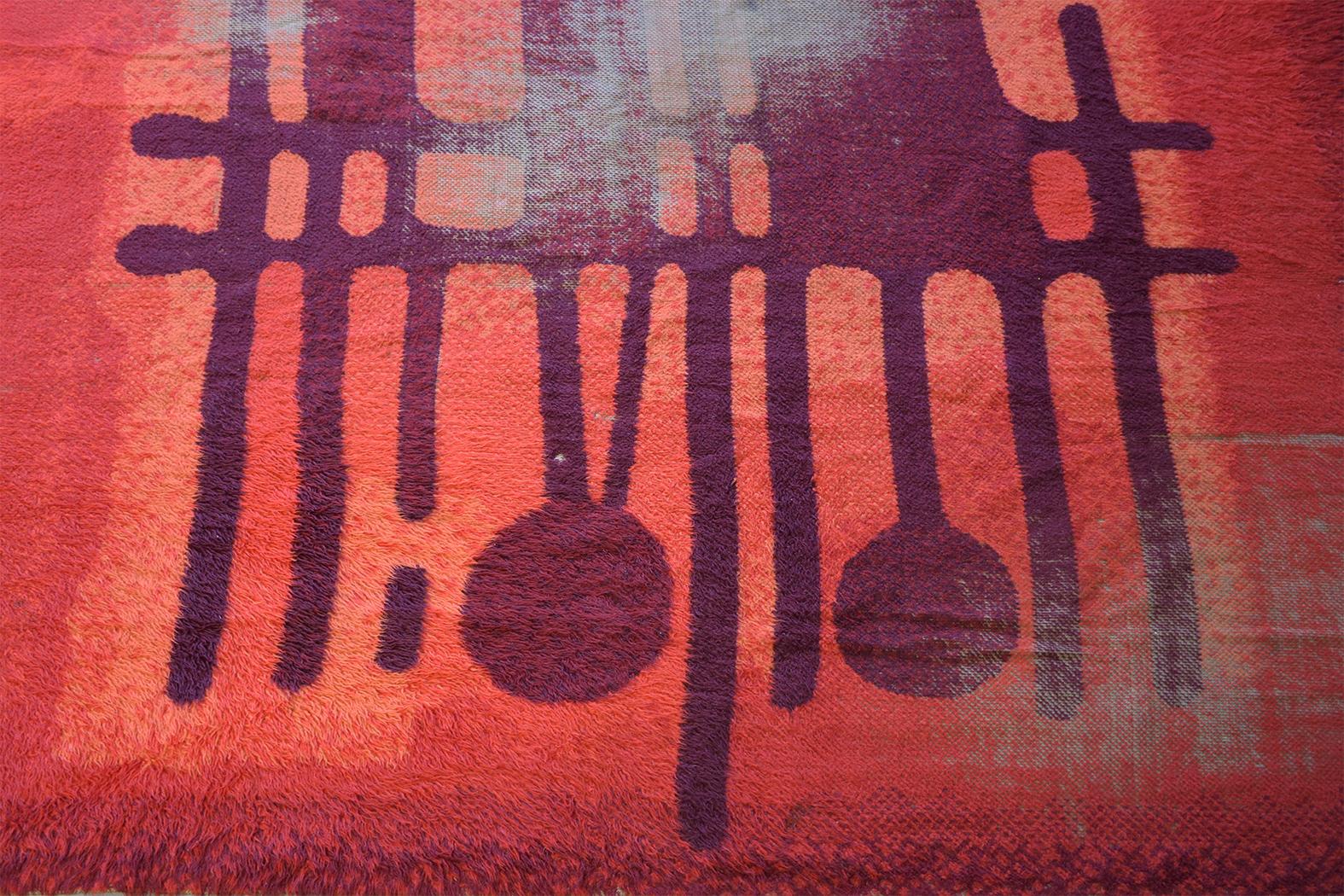 Mid-Century Shag-Teppich von Ege Ryam im Zustand „Starke Gebrauchsspuren“ im Angebot in Los Angeles, CA