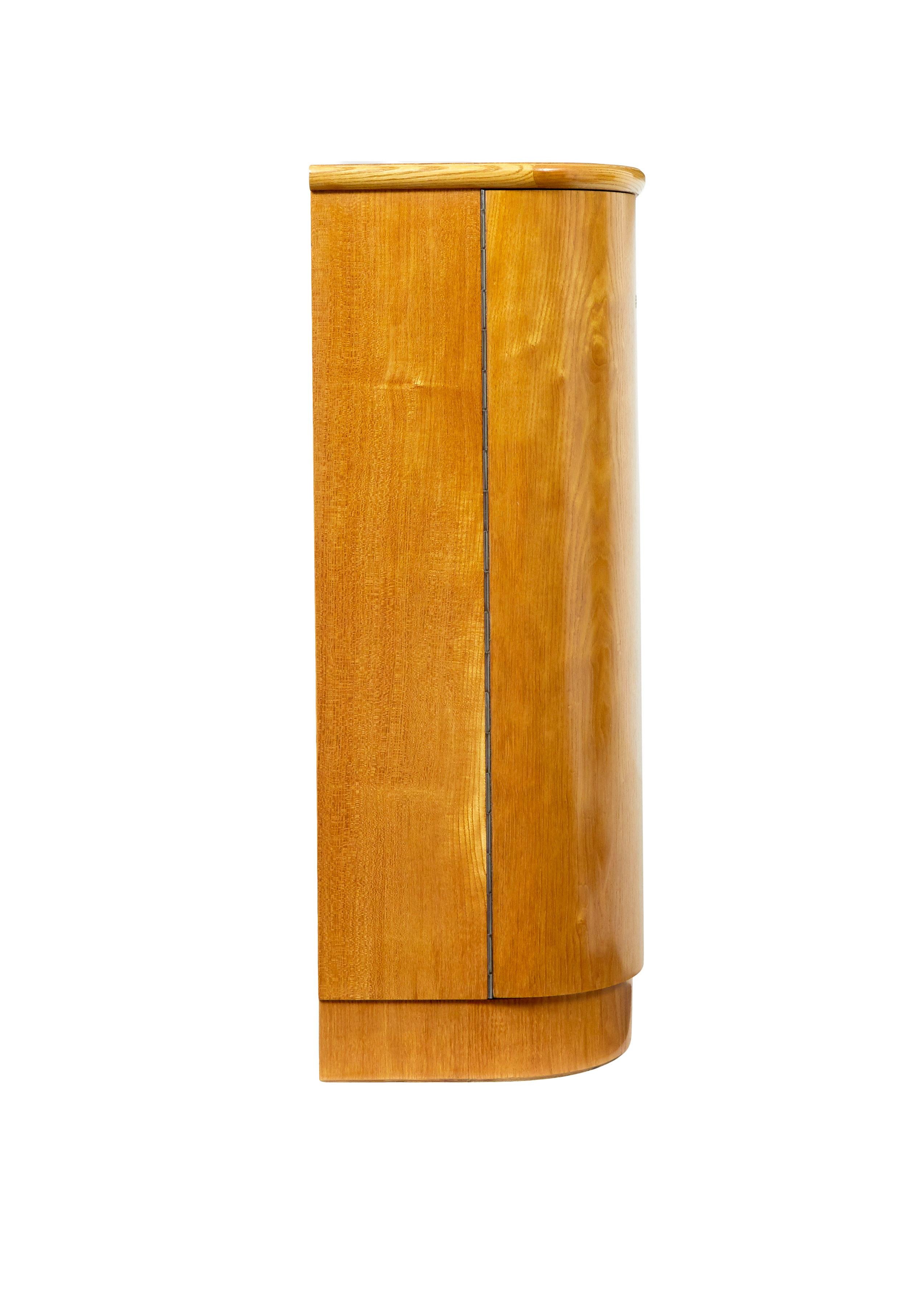 Mid-Century Modern Mid century shaped Scandinavian elm low open bookcase For Sale