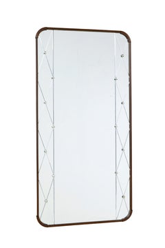 Mid century shaped teak frame Swedish harlequin mirror