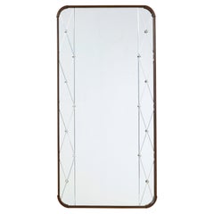 Mid century shaped teak frame Swedish harlequin mirror
