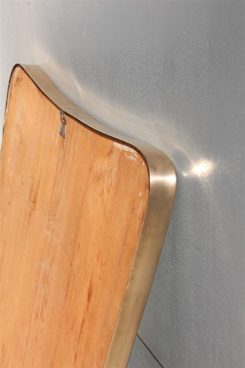 Mid-20th Century Midcentury Shaped Wall Mirror Modern Italian Design Brass Gold Frame