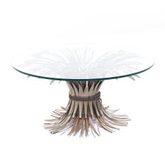 Mid Century Sheaf of Wheat Metal and Glass Coffee Table