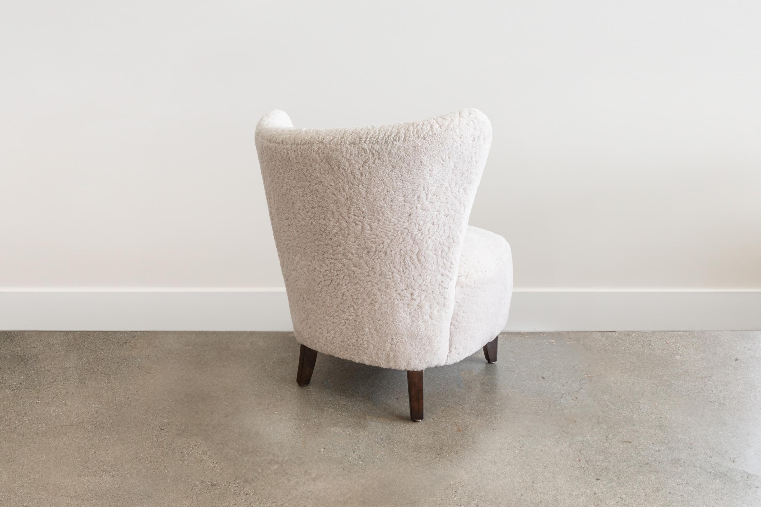 Sheepskin Mid Century Shearling Chairs  For Sale
