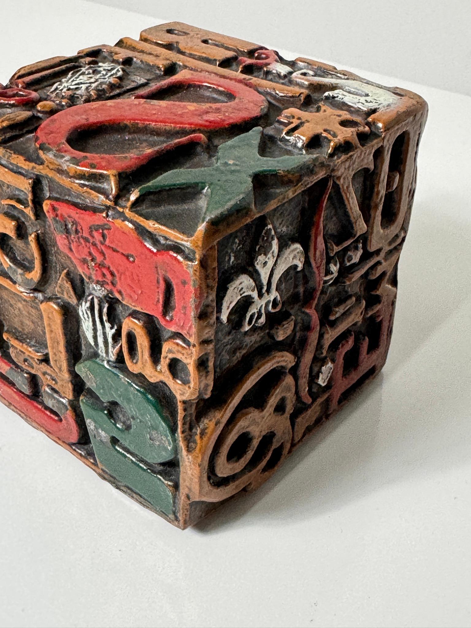Mid Century Sheldon Rose Alpha Sculpt Cube Letterpress Sculptures Bookends 1960s For Sale 1